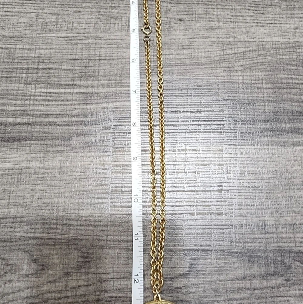 Vintage Roman Solider Coin Style Pendant Necklace, Gold Tone Locket